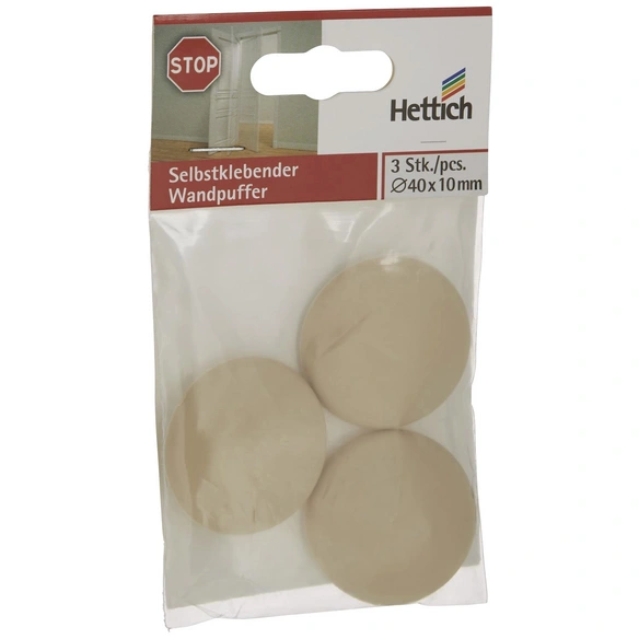 Wandpuffer, selbstklebend, Kunststoff, beige, Ø 40 x 10 mm, 3 St.