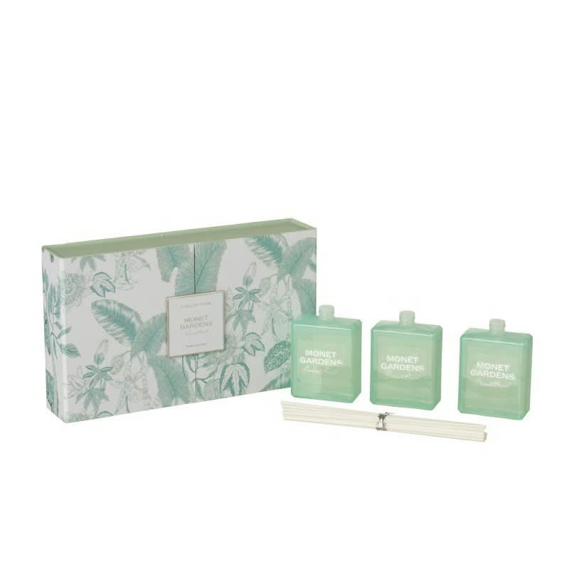 MONET GARDENS - Boîte 3 huiles parfumée azur H13,3cm