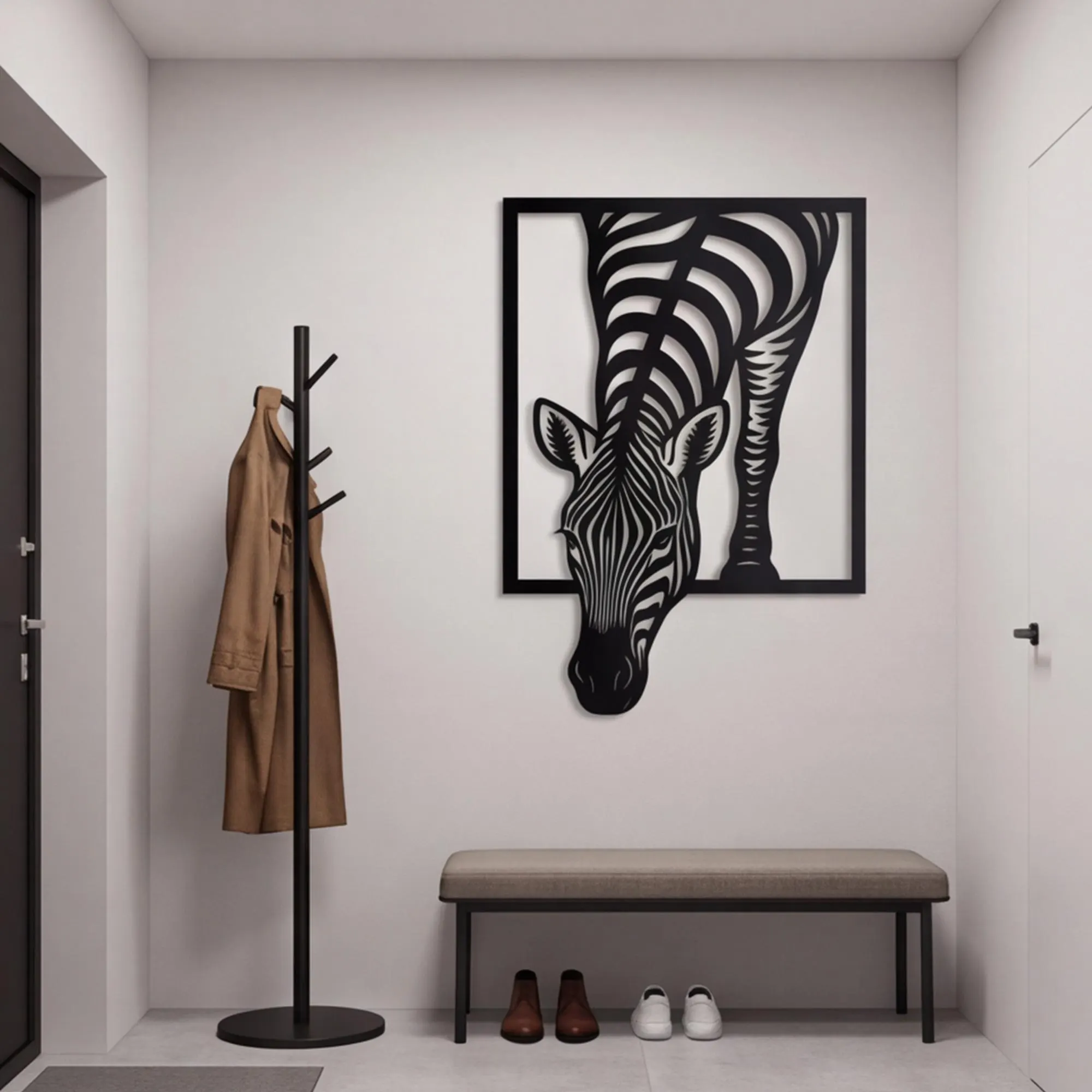 Zebra Metal Wall Art, Geometric Animal Design , Modern Decor, 3D Illusion Safari Artwork, Minimalist Wall Hanging