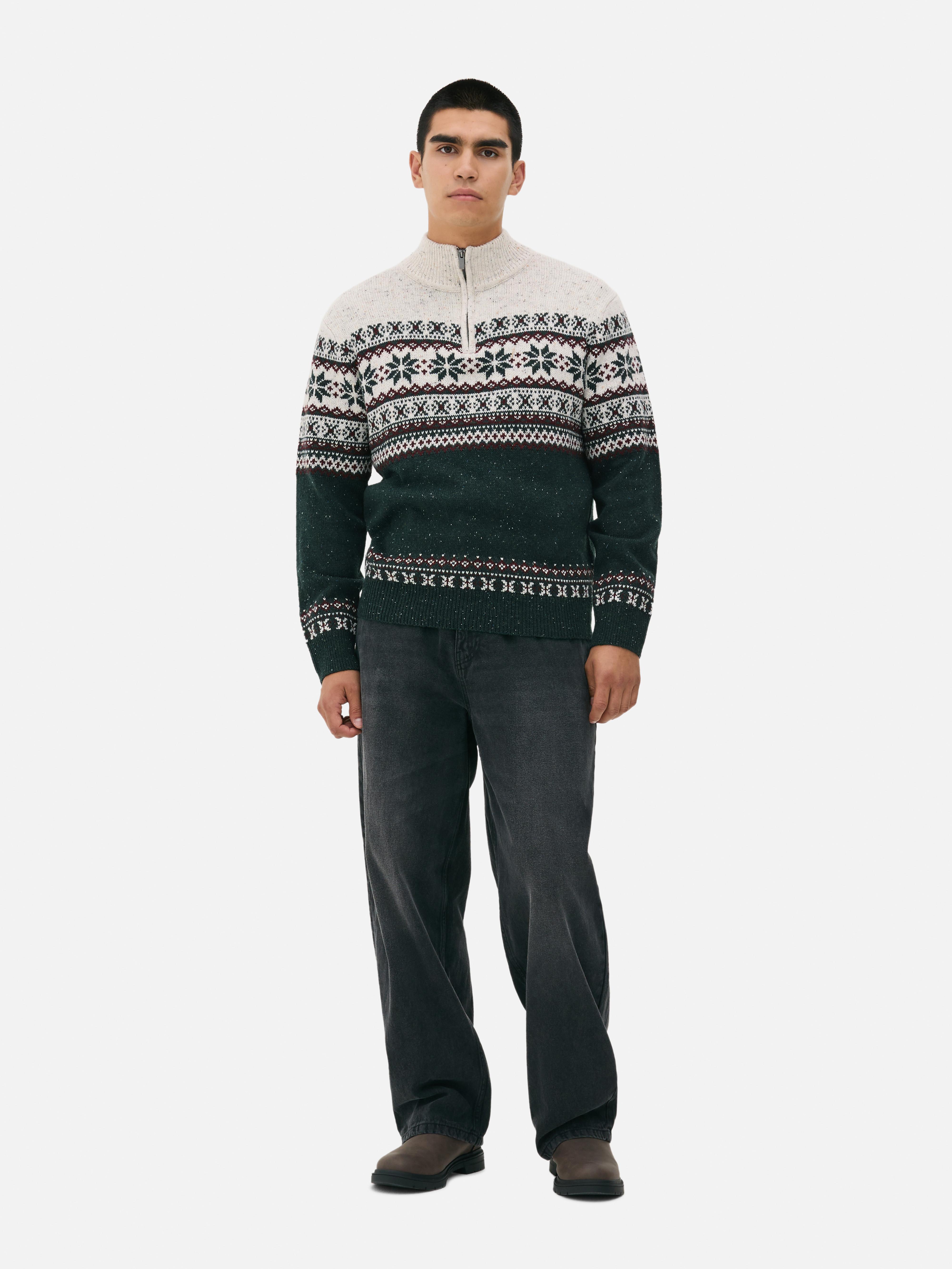 Half-Zip Fair Isle Cardigan