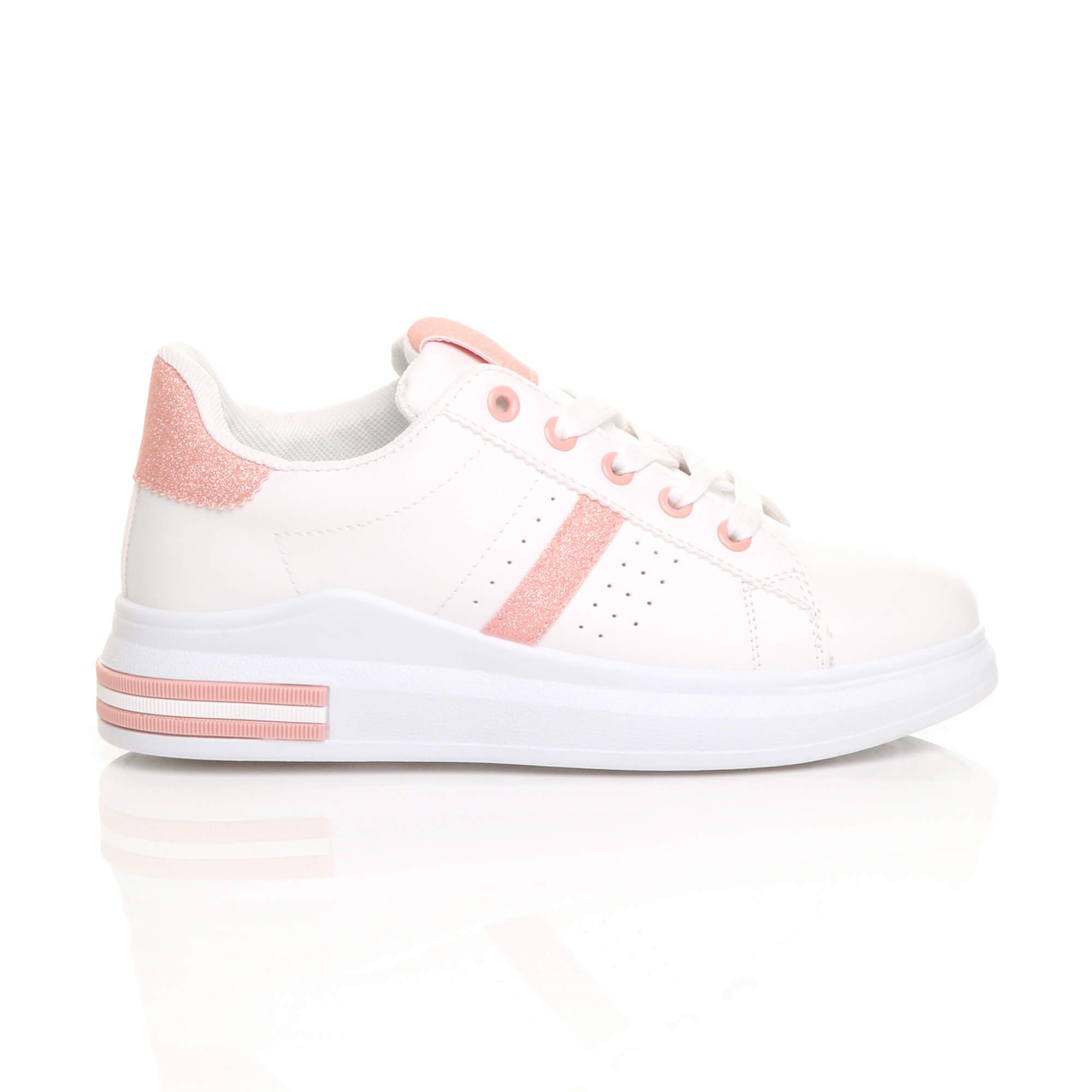 AJVANI Low Heel Lace Up Glitter Chunky Trainers