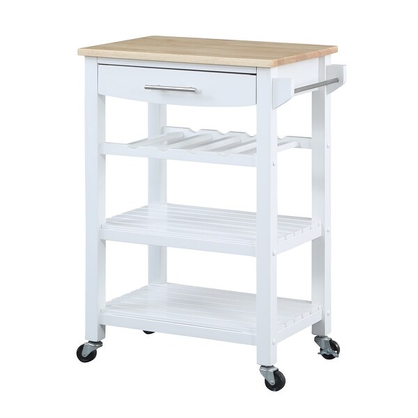 Copper Grove Butcher Block Kitchen Cart with Drawer and Wine Rack