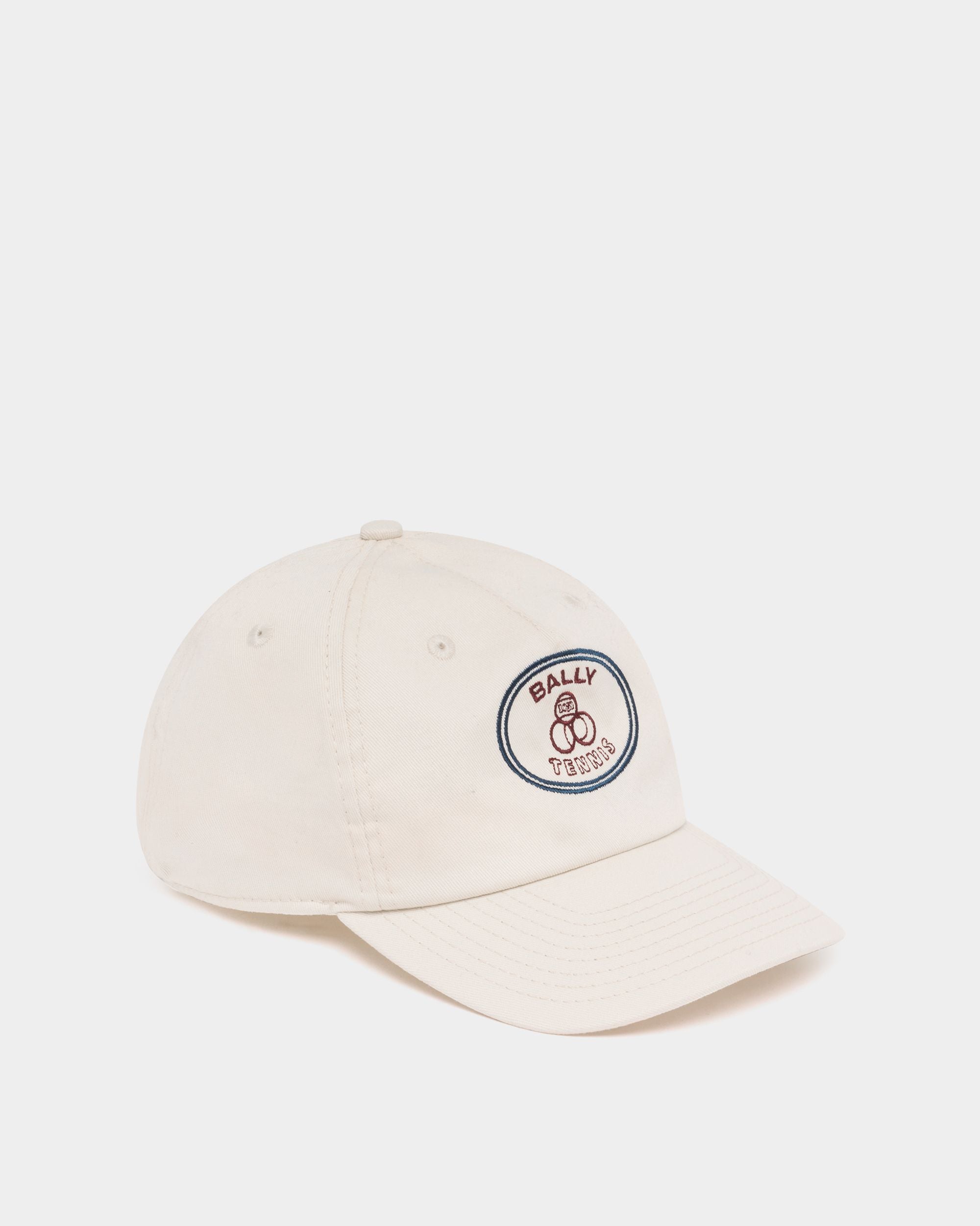 Baseballmütze aus Baumwolle in Elfenbein mit Stickerei aus der Tennis Kollektion