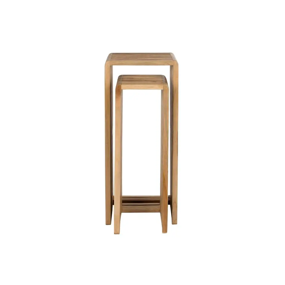 Housecraft Living Djia Plantenstandaard - Teak Hout - Set van 2