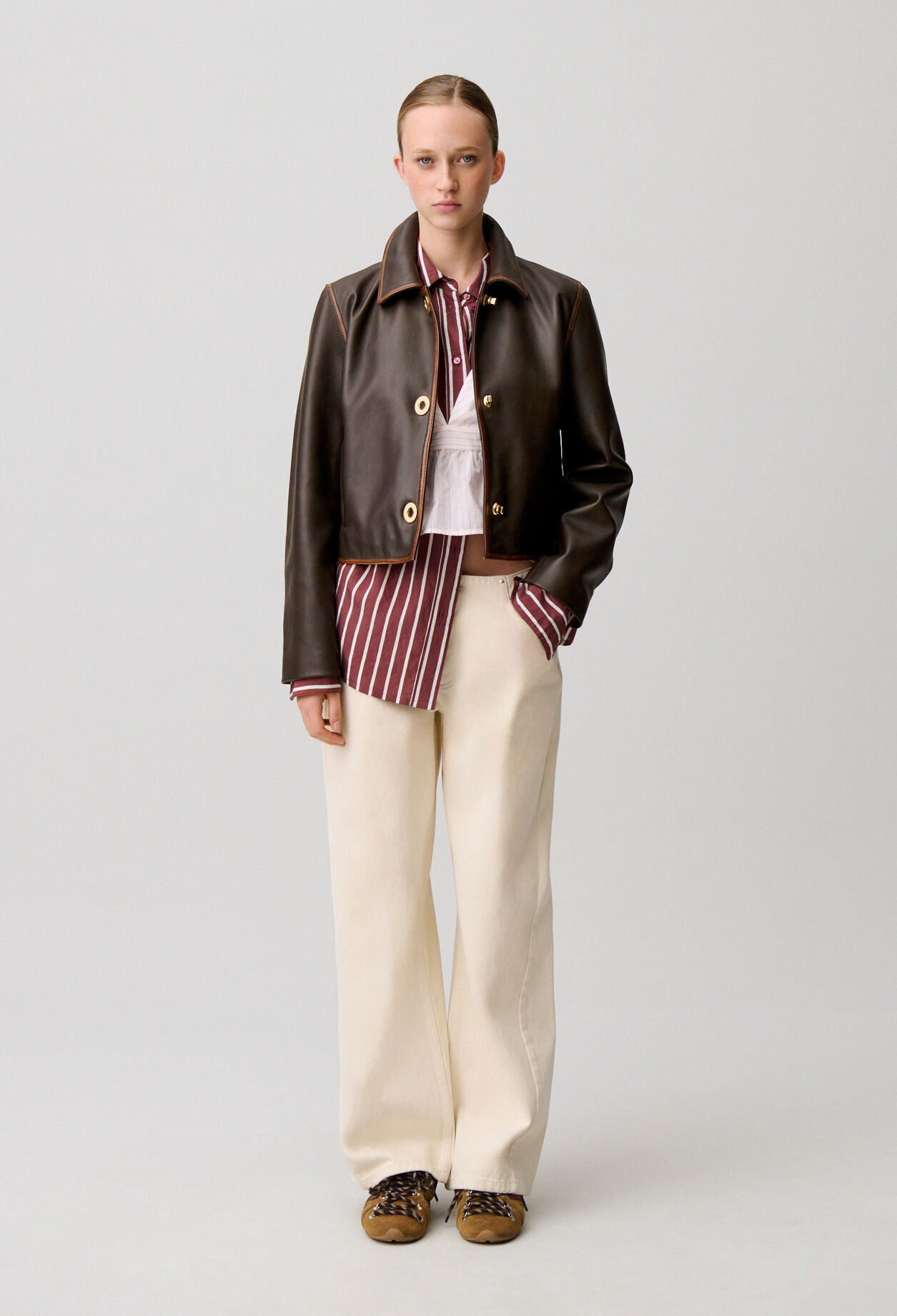Veste courte cuir vieilli