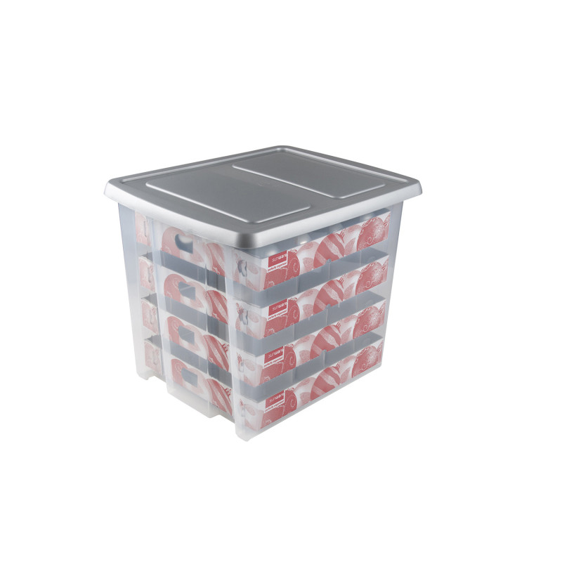 Box de rangement de Noël Nesta 45 L transparent et gris SUNWARE