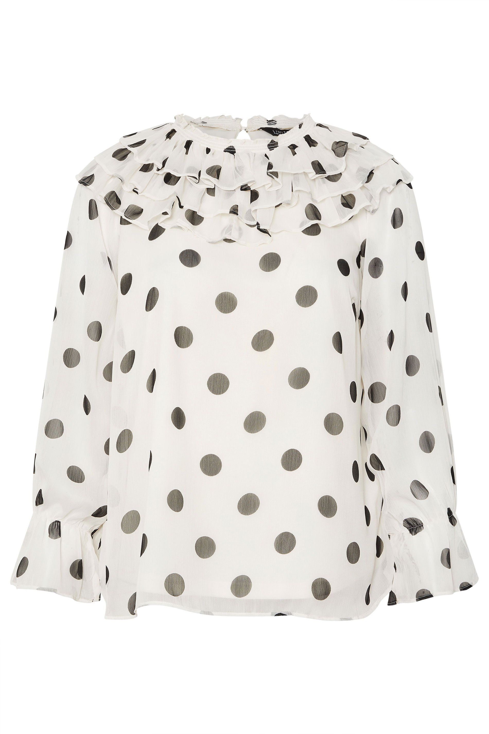 Yours Polka Dot Frill Neck Blouse