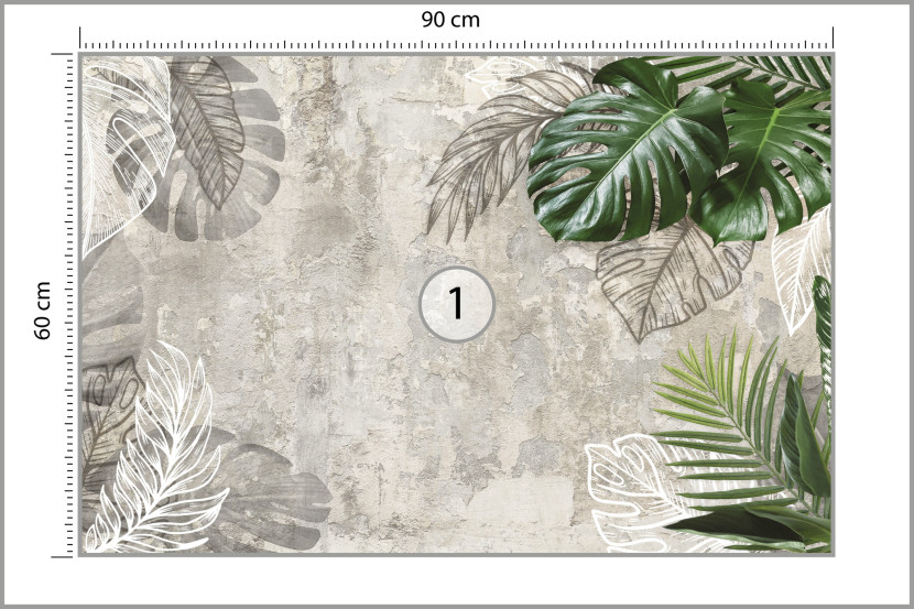 Fototapeta BETON Tropikalne Liście Natura 90x60cm