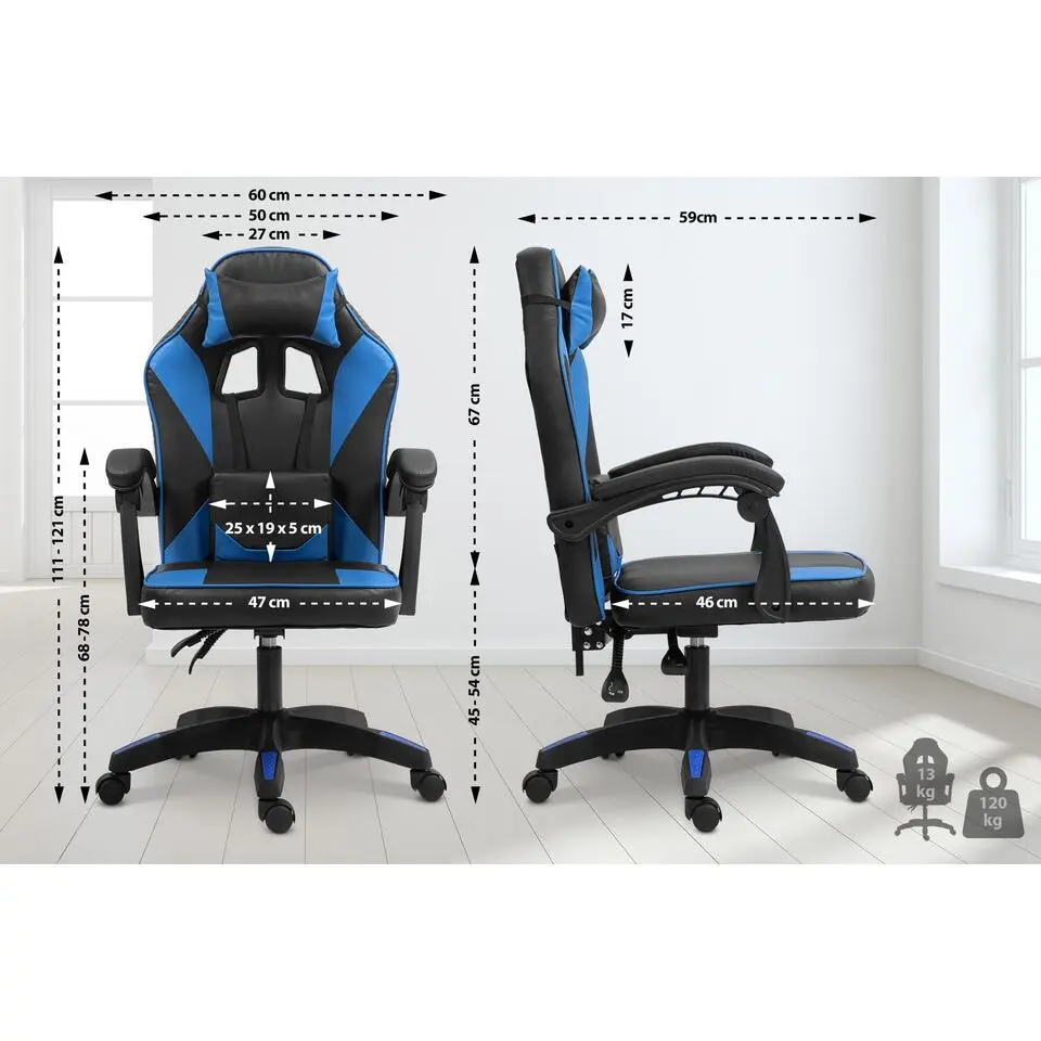 CLP Bureaustoel Orkney zwart Frame - Kunststof - zwart/blauw