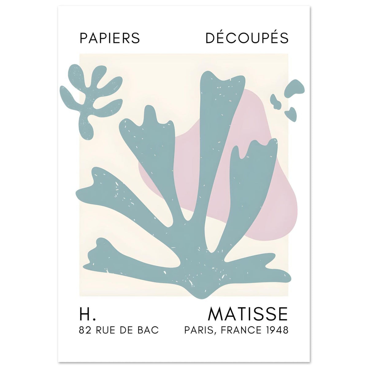 Artfulprints Poster Matisse – Abstract bloom turquoise  - 30x40 cm - Turquoise
