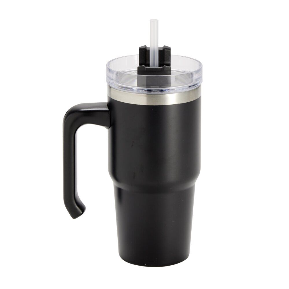 Mug isotherme inox 550ml avec couvercle et paille Ø8,5xH28,5cm