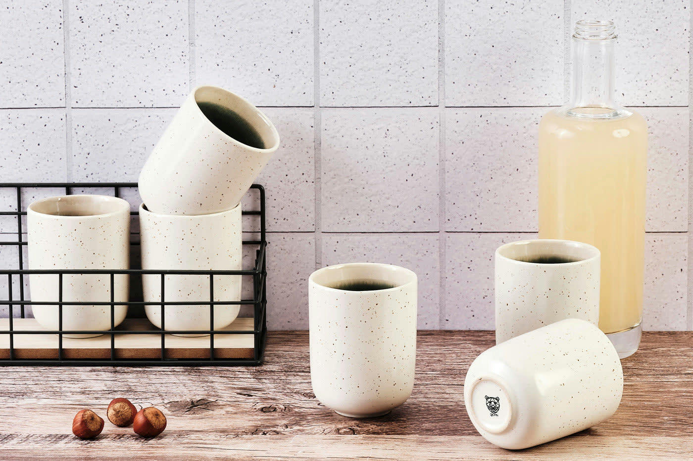 OXYGEN - Lot de 6 mugs en grès vert 30cl