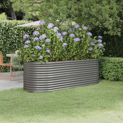 NNEVL Garden Planter Powder-coated Steel 224x80x68 cm Grey