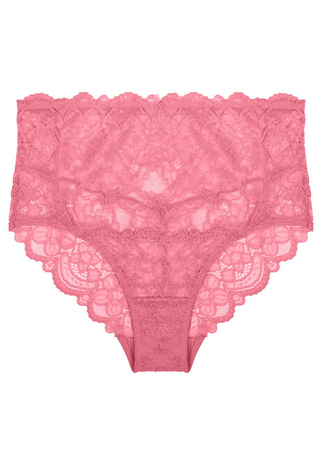 Womens Pink Millie Floral Lace Full Briefs