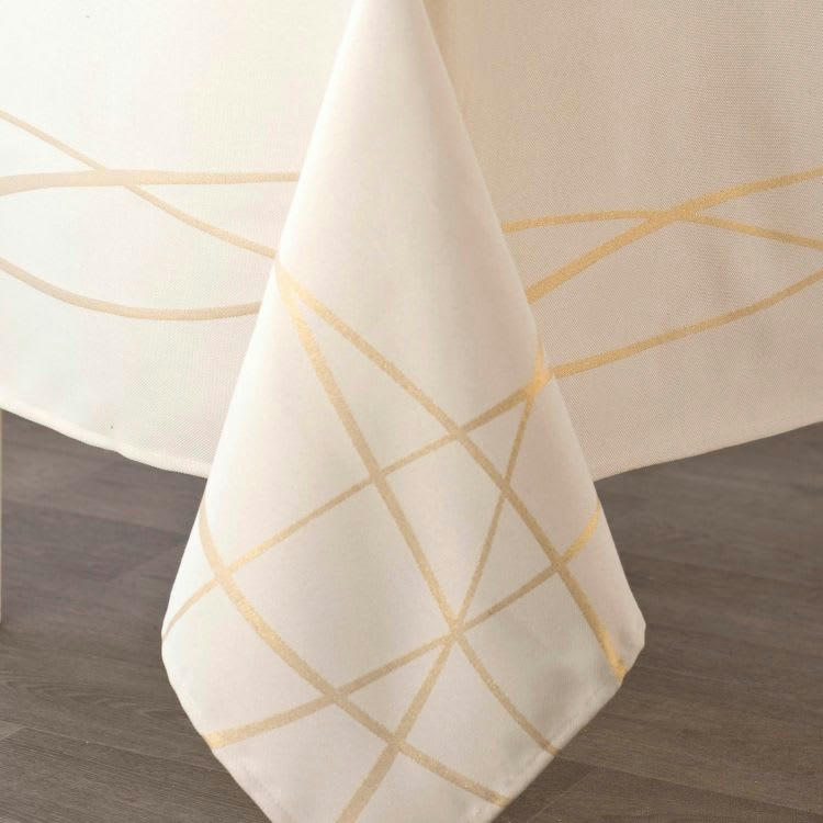 DETRIER - Nappe damassée lurex ivoire 150x300