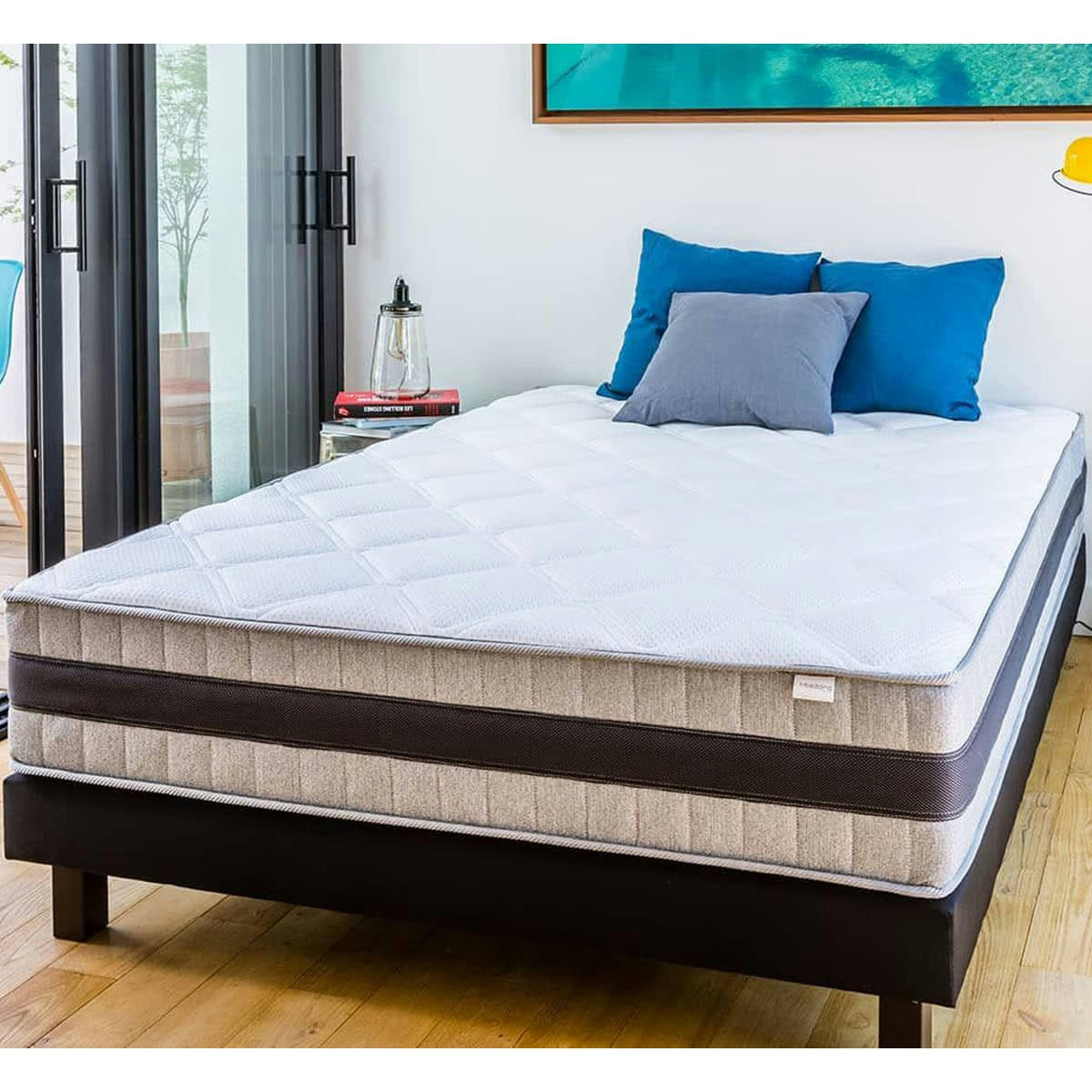 ENSEMBLE MEMO LUXE - Ensemble Matelas 180x200 Mémoire de forme + Sommier