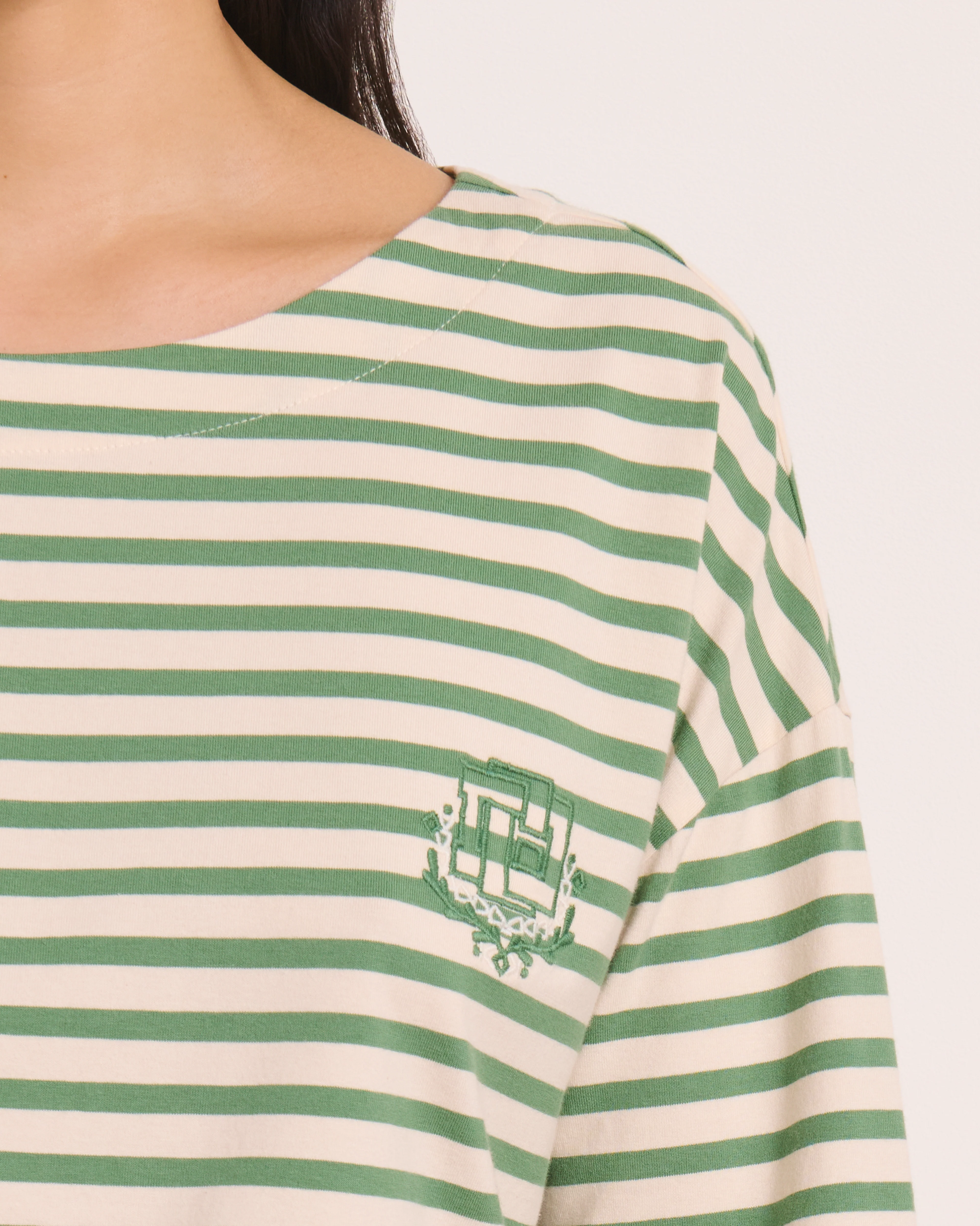 Tee-shirt marinière vert TRIESTE/13211/610