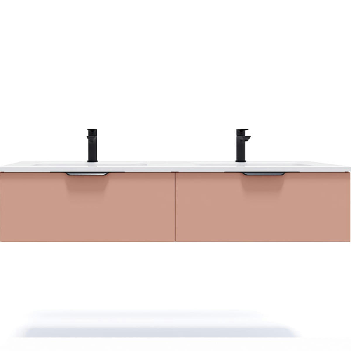 SOHO - Meuble salle de bain double vasque 140cm 2 tiroirs Abricot