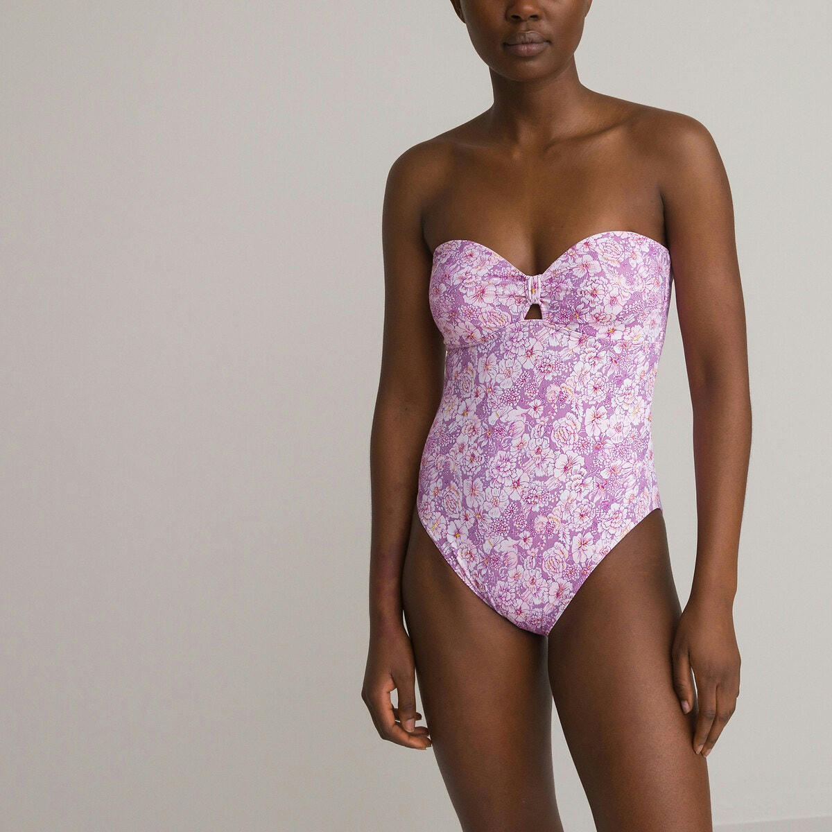 Maillot de bain 1 pièce bustier, maille reliéfée