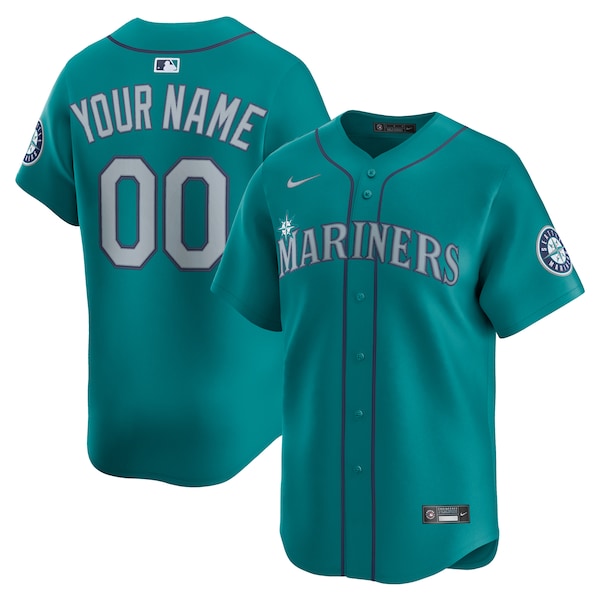 Men's Seattle Mariners  Nike Alternate Limited Custom Jersey- Teal/White