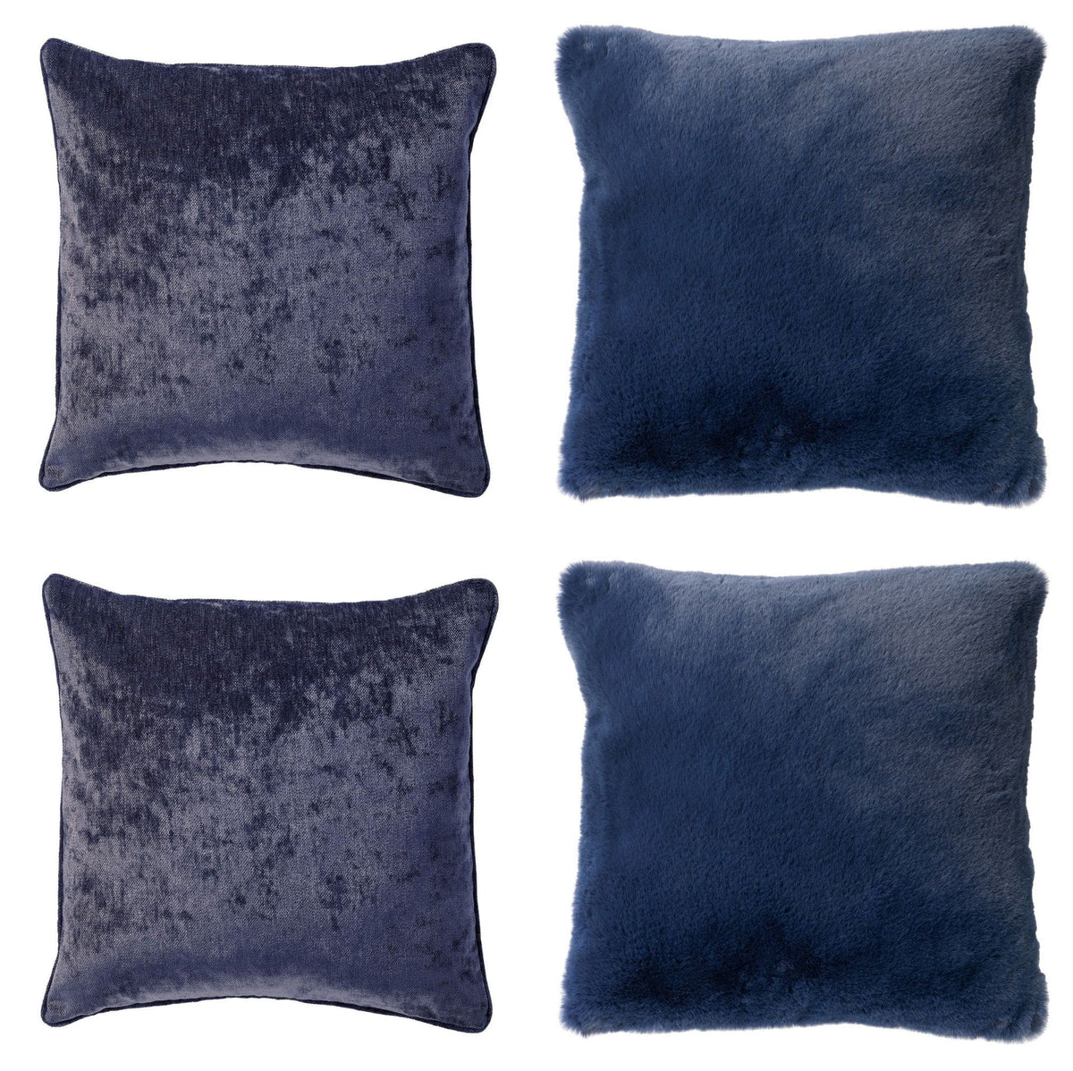 KUSSENSET - 4-delig - Soft Elegance - 45x45 cm - inclusief binnenkussens - blauw