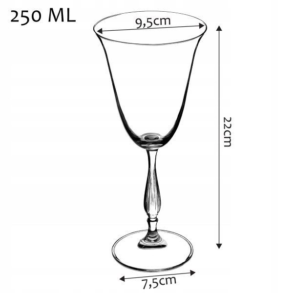 Kieliszki Do Wina Białego Czerwonego 6 szt 250 ml