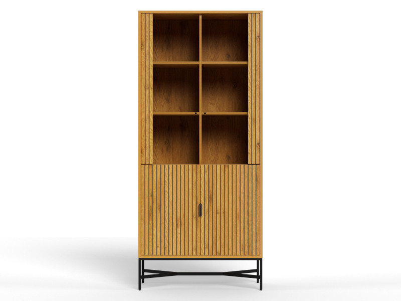 Witryna szklana Lamel loft Oak 180x80 cm z drzwiczkami