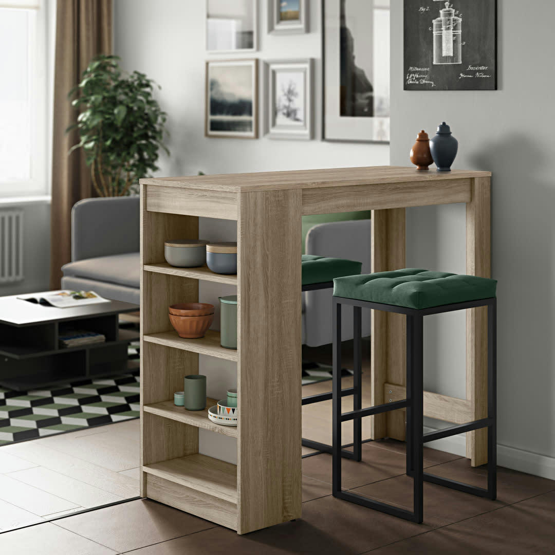 ARAVIS - Table bar effet bois chêne naturel