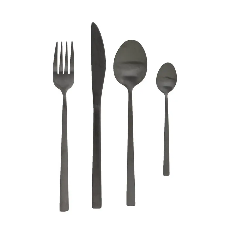 Bestekset - zwart - 16-delig - RVS - 4-persoons