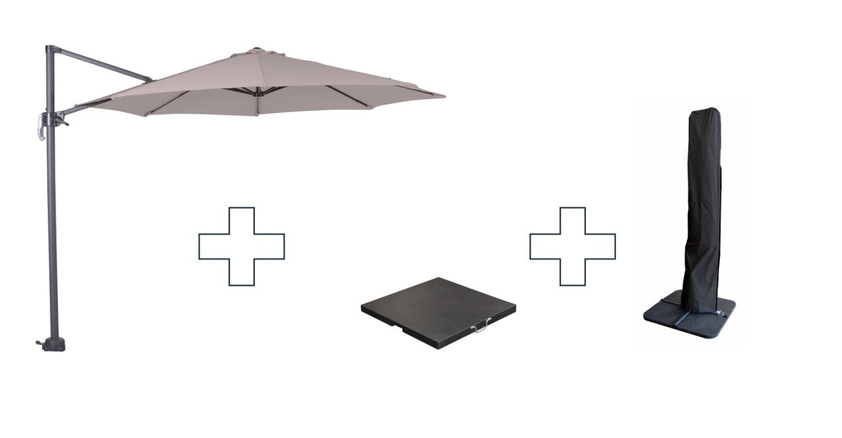 Zweefparasol Hawaii S - met voet en hoes - Zand - 300 cm