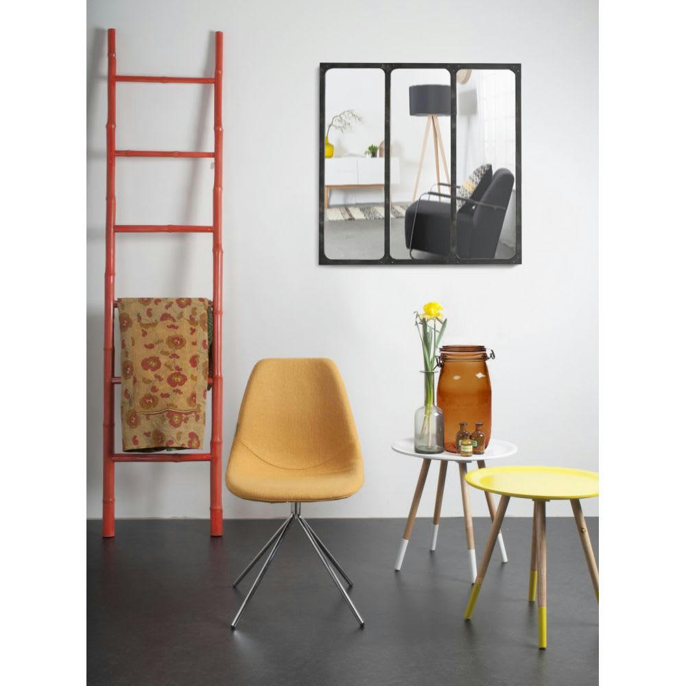 LÉA - Miroir verrière métal noir 70x70