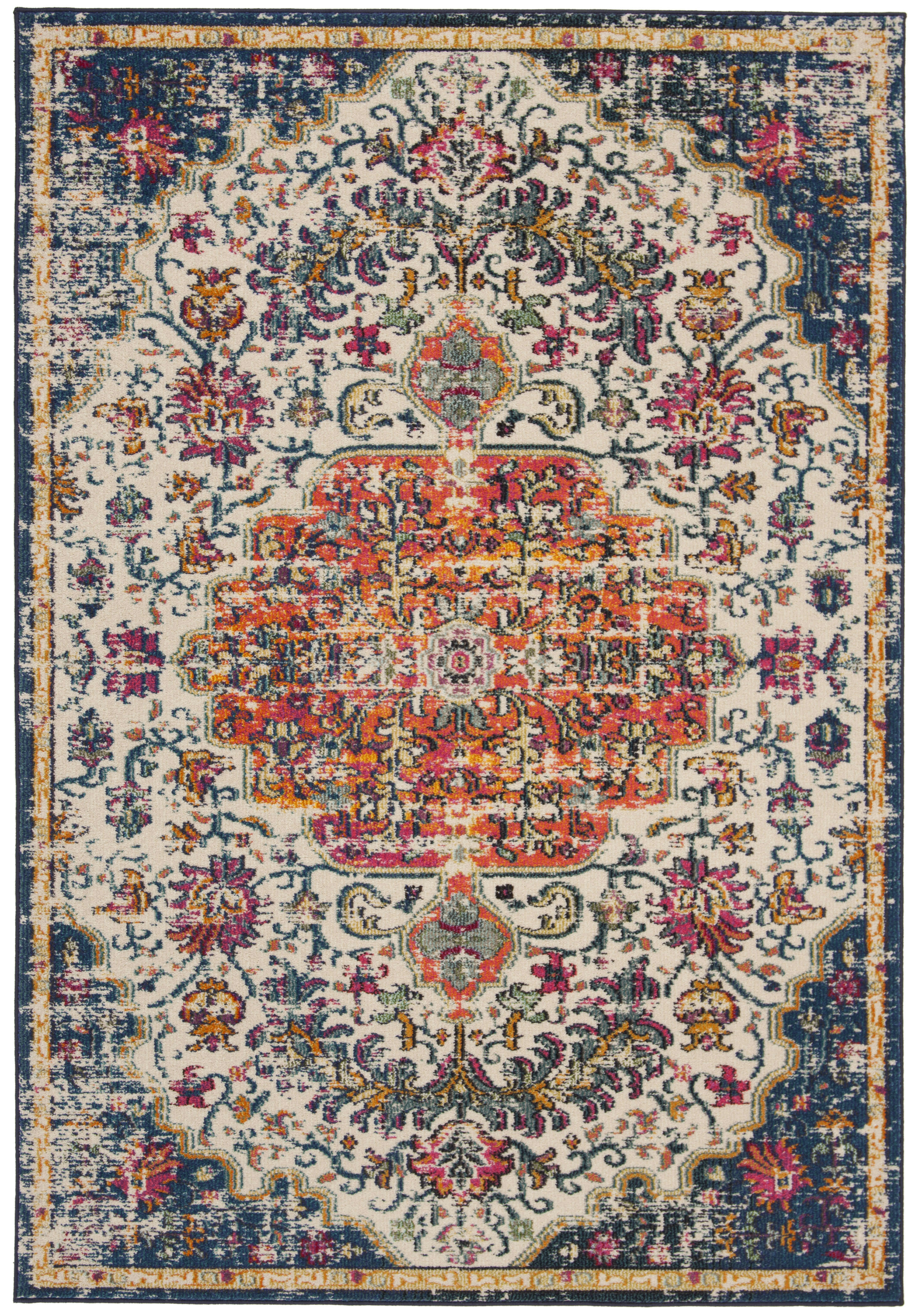 MADISON - Tapis de salon interieur en ivoire & orange, 122 x 183 cm
