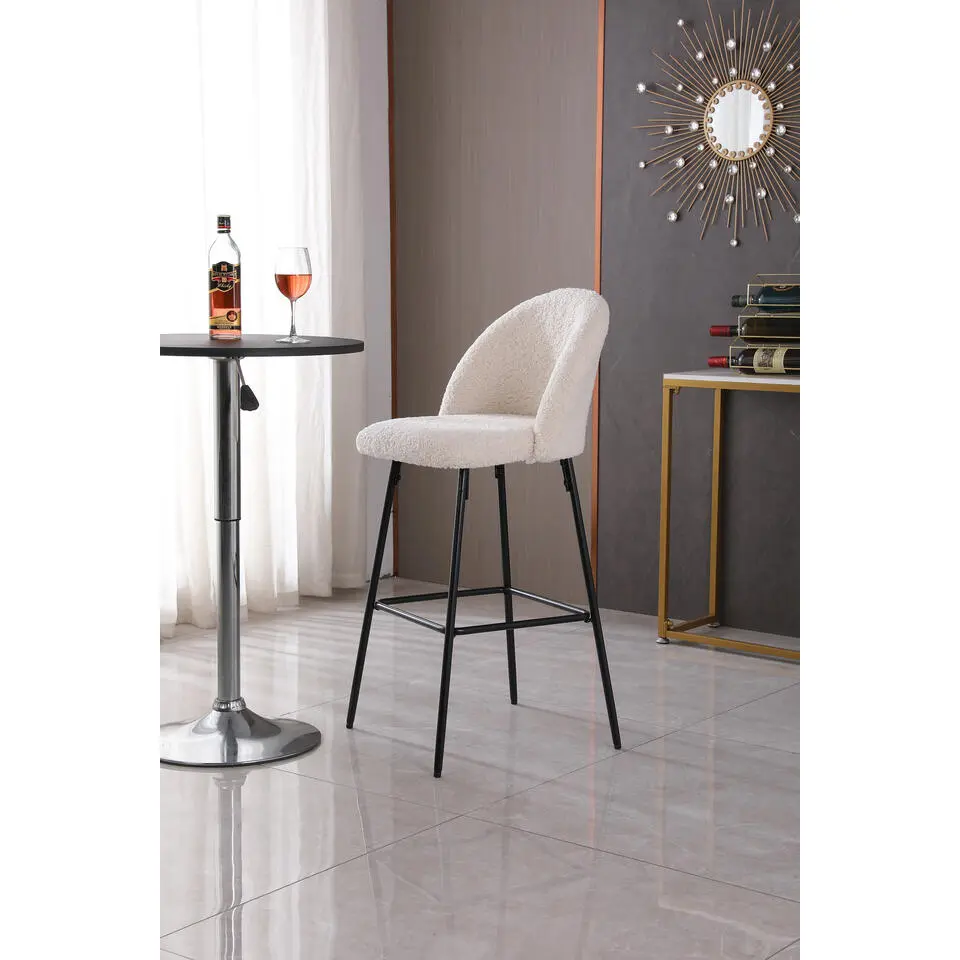 Set van 2 metalen barkrukken met witte lussen