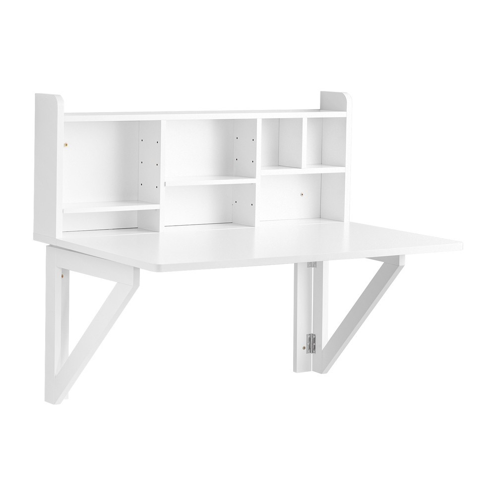 SoBuy Składane biurko komputerowe Biały 90x60x78cm FWT07-II-W