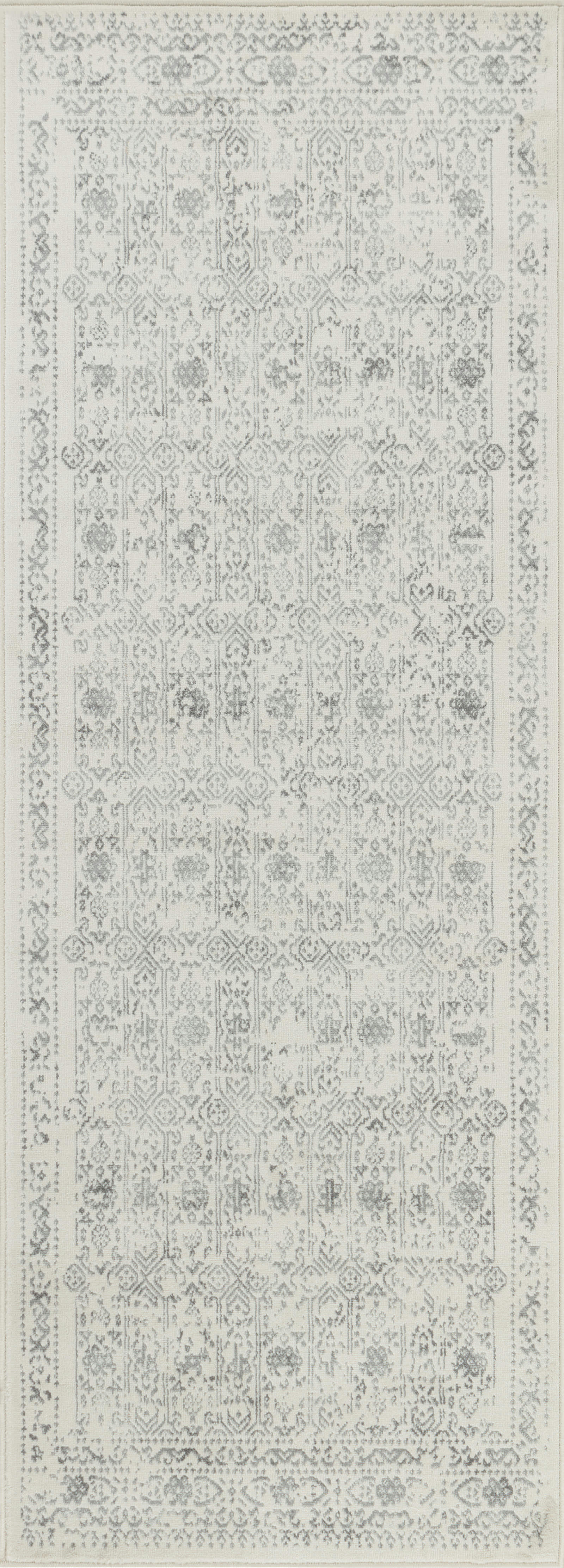 VICKY - Tapis Vintage Oriental Ivoire/Gris Clair 70x220