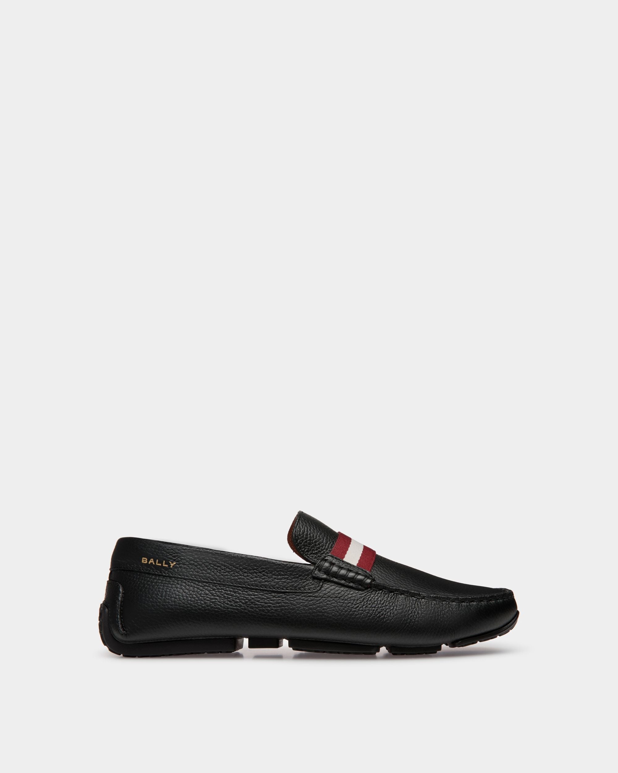 Pilot Driver-Schuh Aus Genarbtem Leder In Schwarz