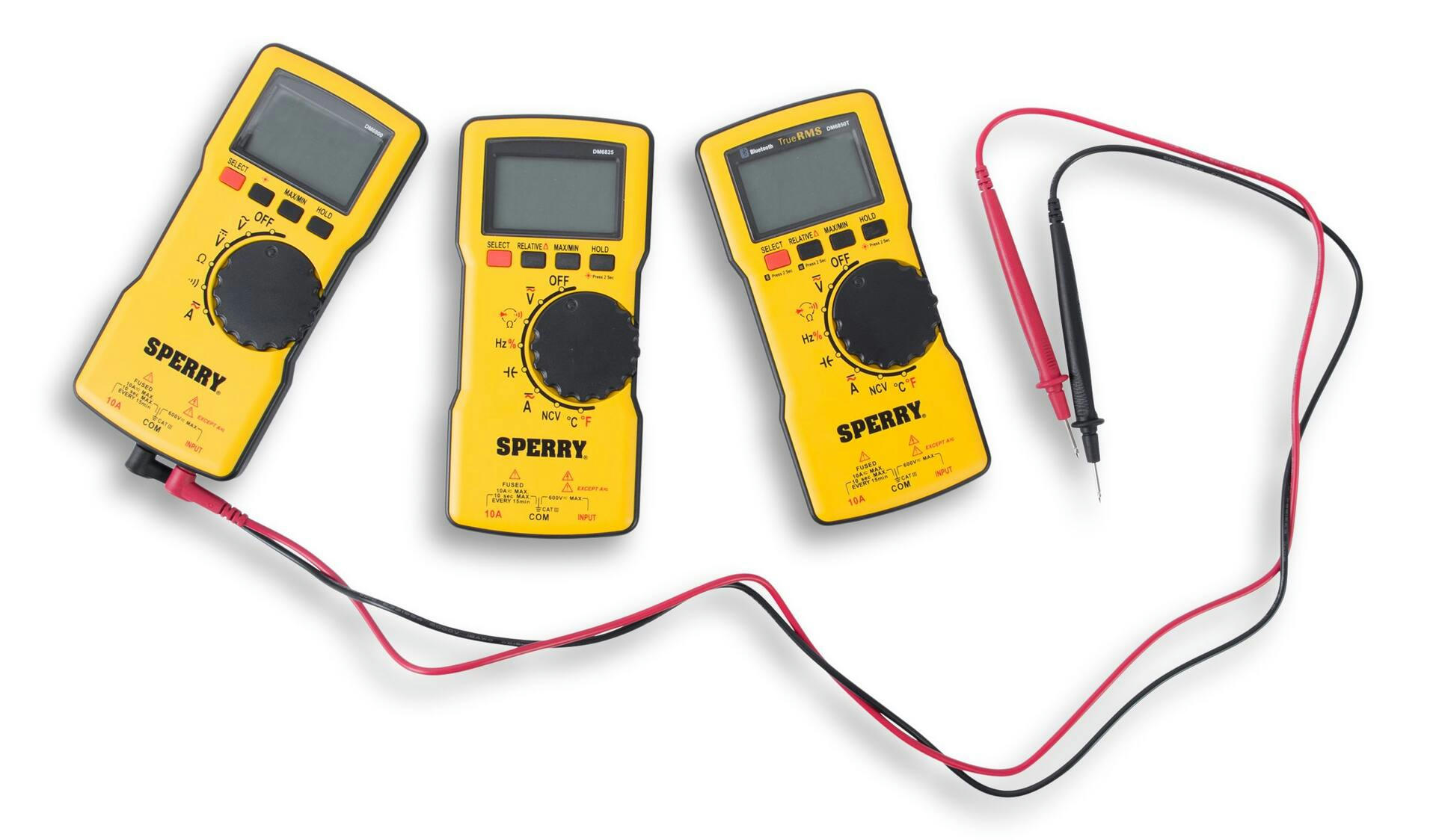 Sperry DM6800 Ultra Thin Autoranging Digital Multimeter, Current, Continuity, Resistance, Yellow