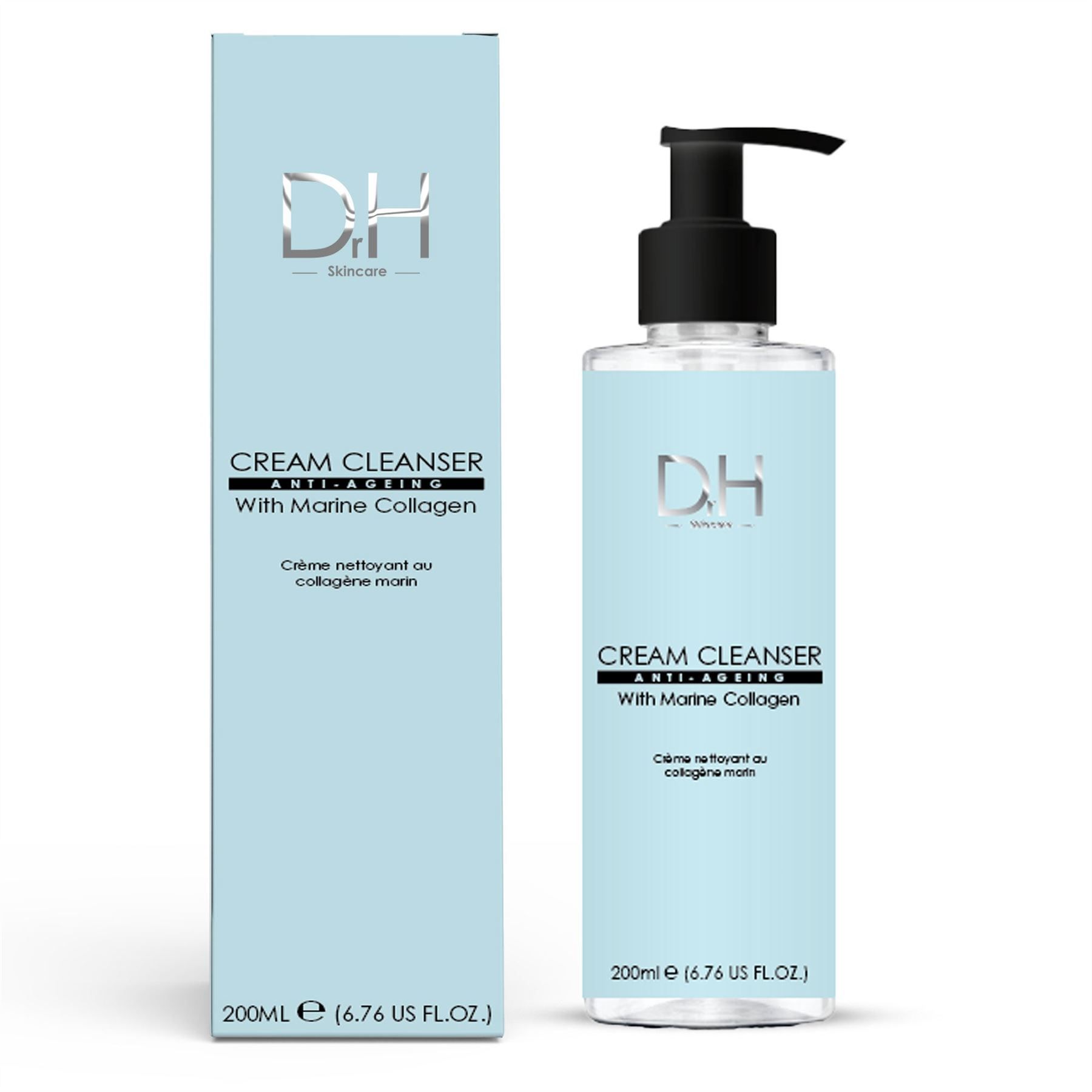 Dr H Anti-Ageing Cream Cleanser with Marine Collagen 200ml for Elasticity and Collagen Support