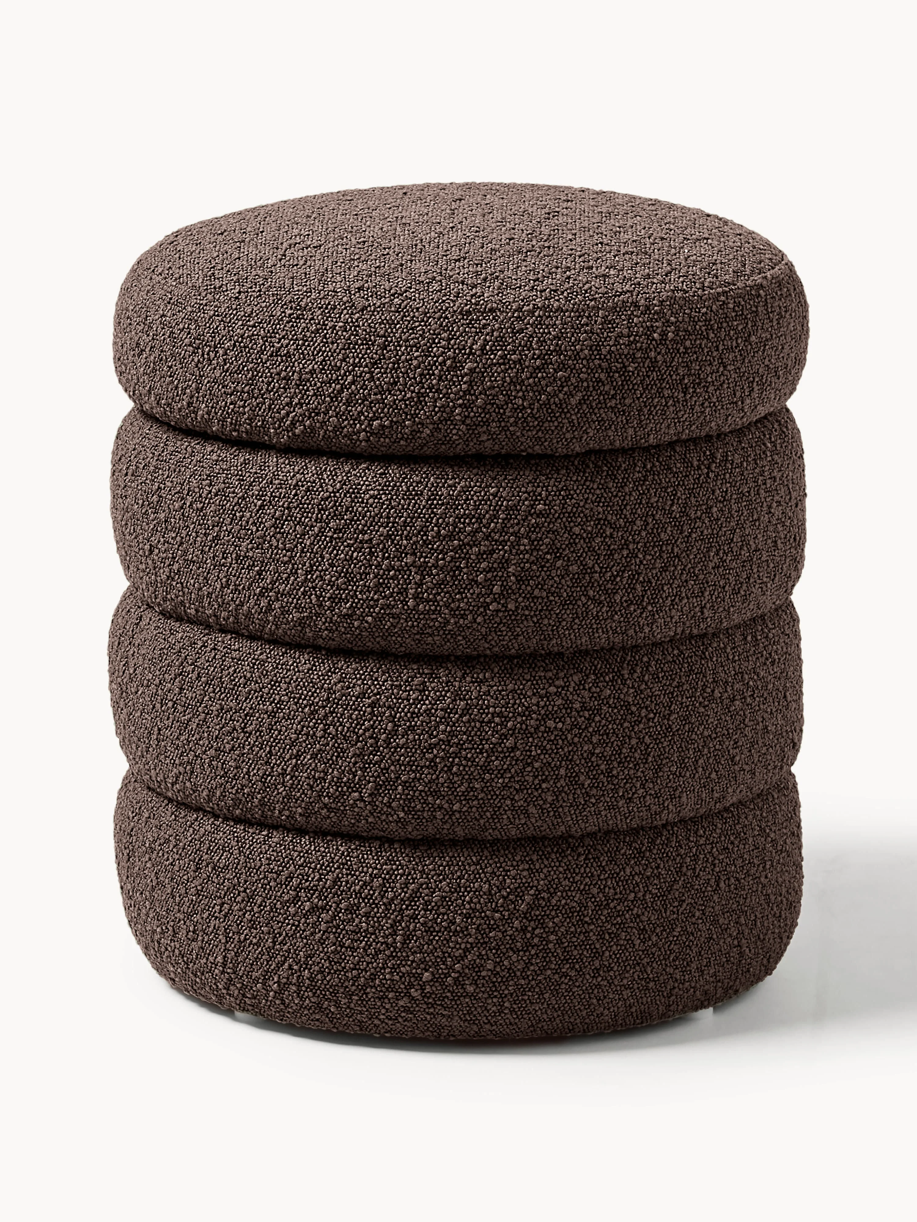Bouclé-Polsterhocker Alto mit Stauraum
