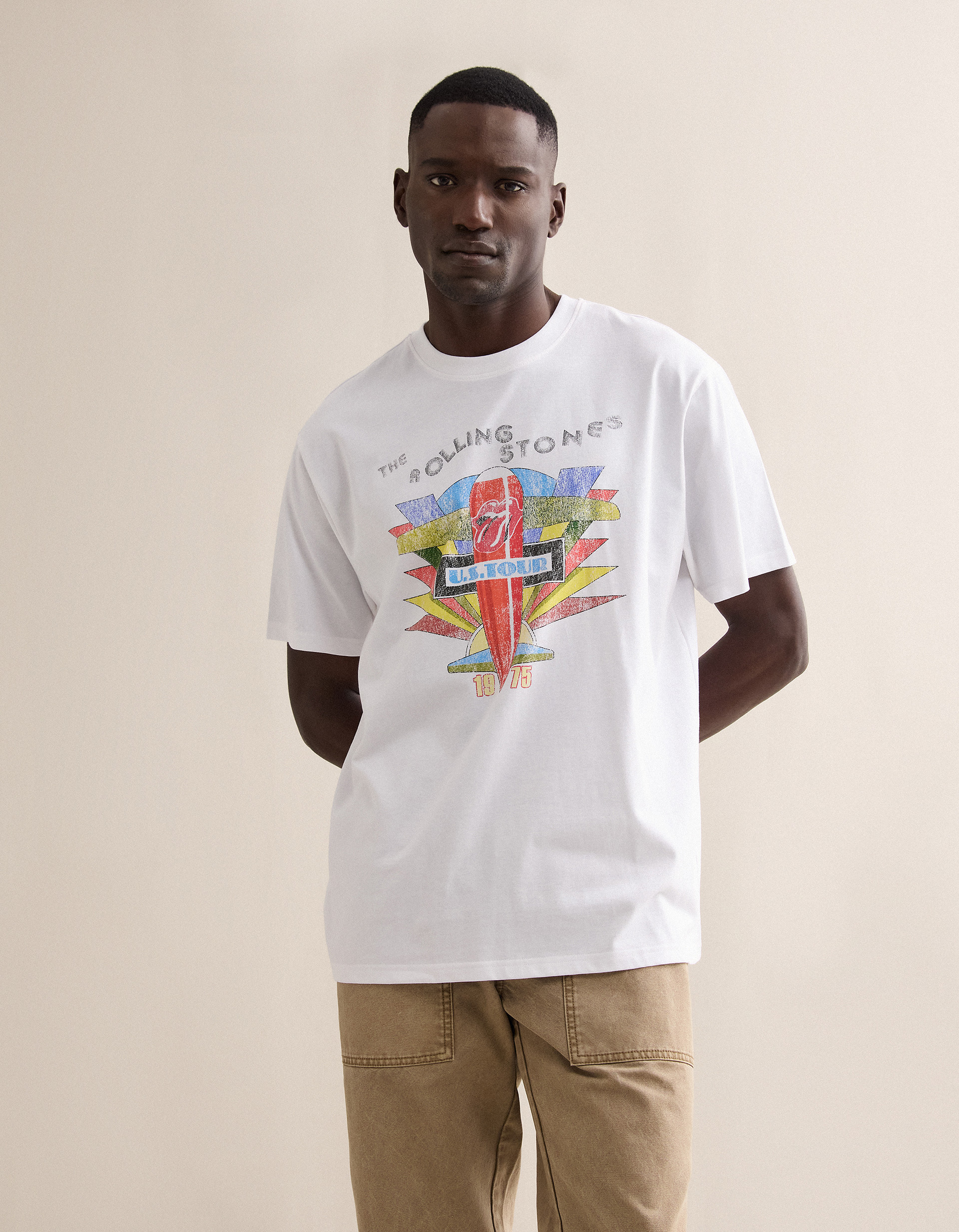 T-shirt Rolling Stones, Homem, Branco