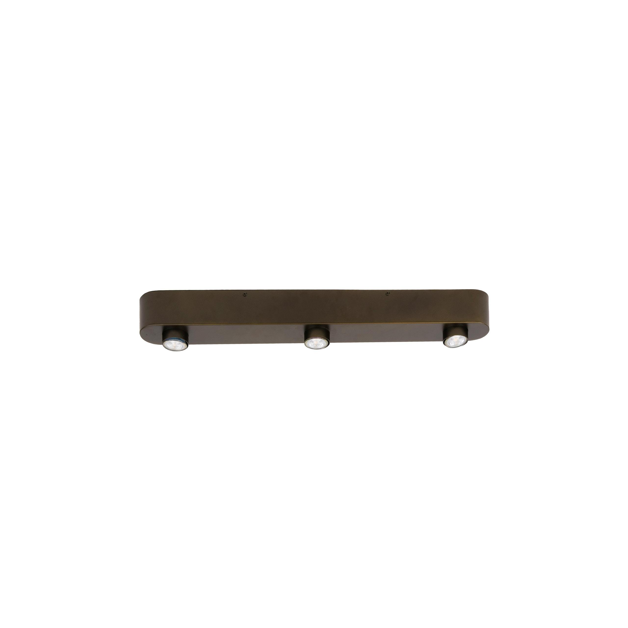Plafonnier long en métal bronze 3 lampes TERRA