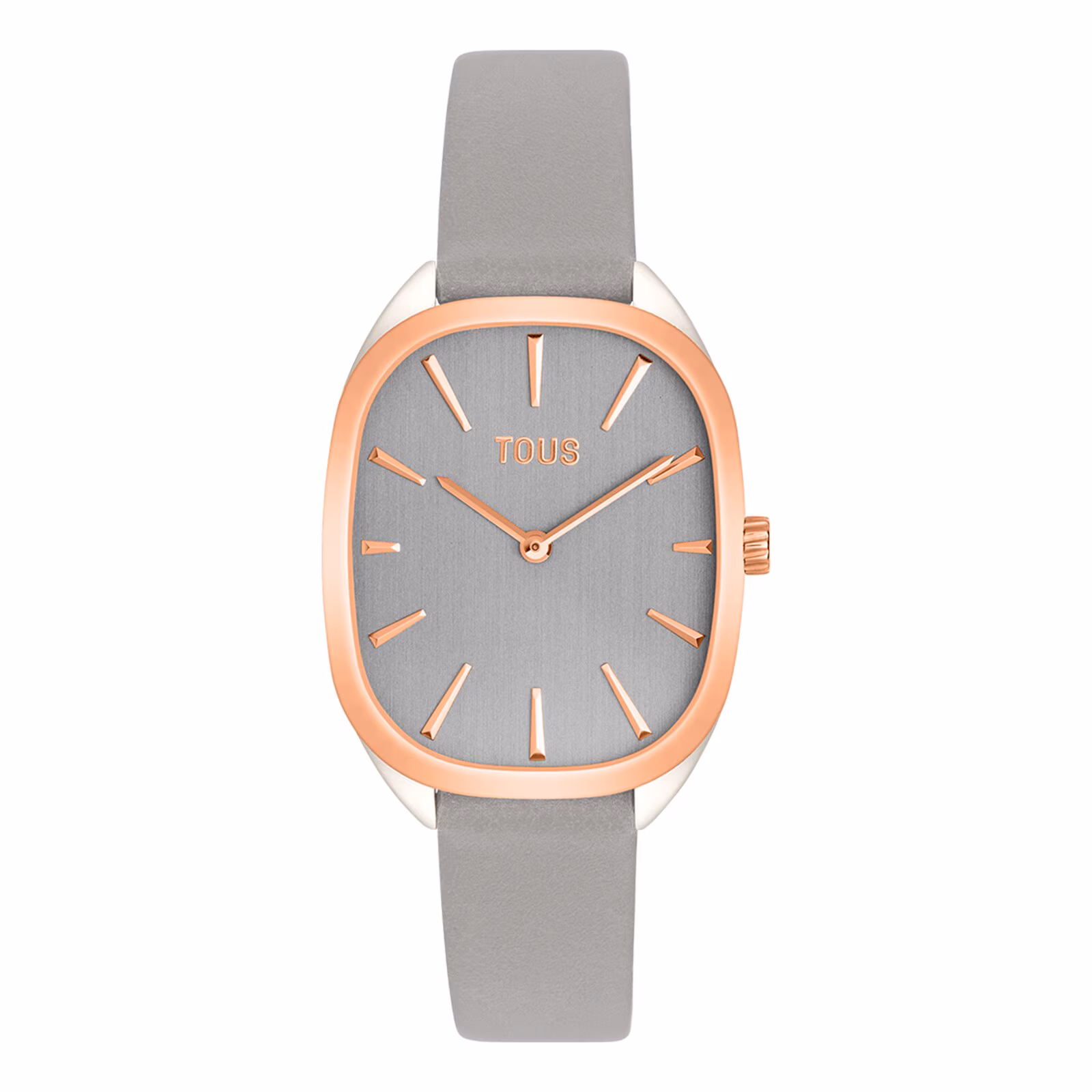 Reloj analógico de acero IPRG rosa con correa de piel gris Heritage