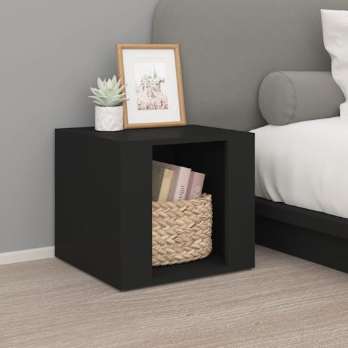 NNEVL Bedside Table Black 41x40x36 cm Engineered Wood