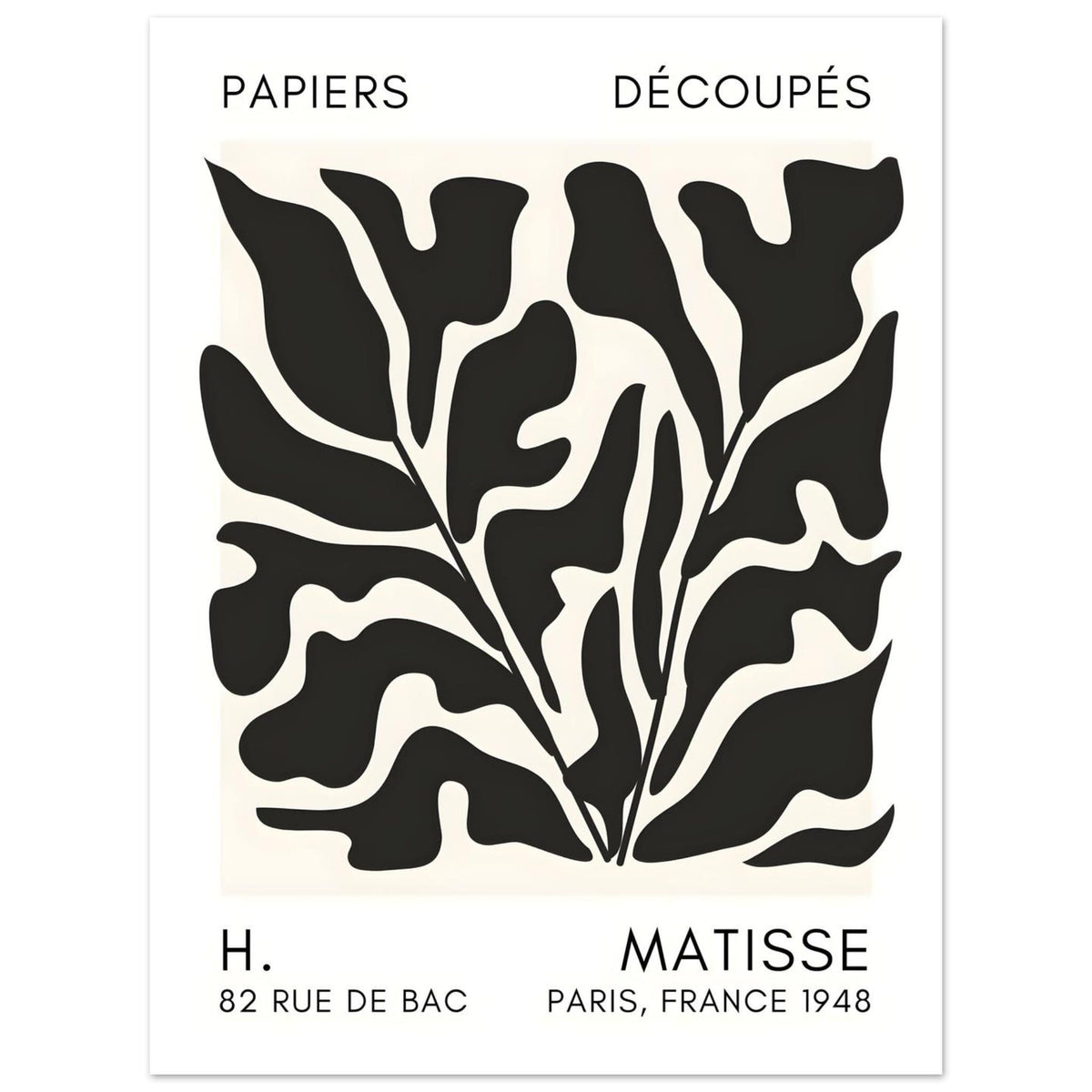 Artfulprints Poster Matisse – Seabed shapes black  - 30x40 cm - Zwart