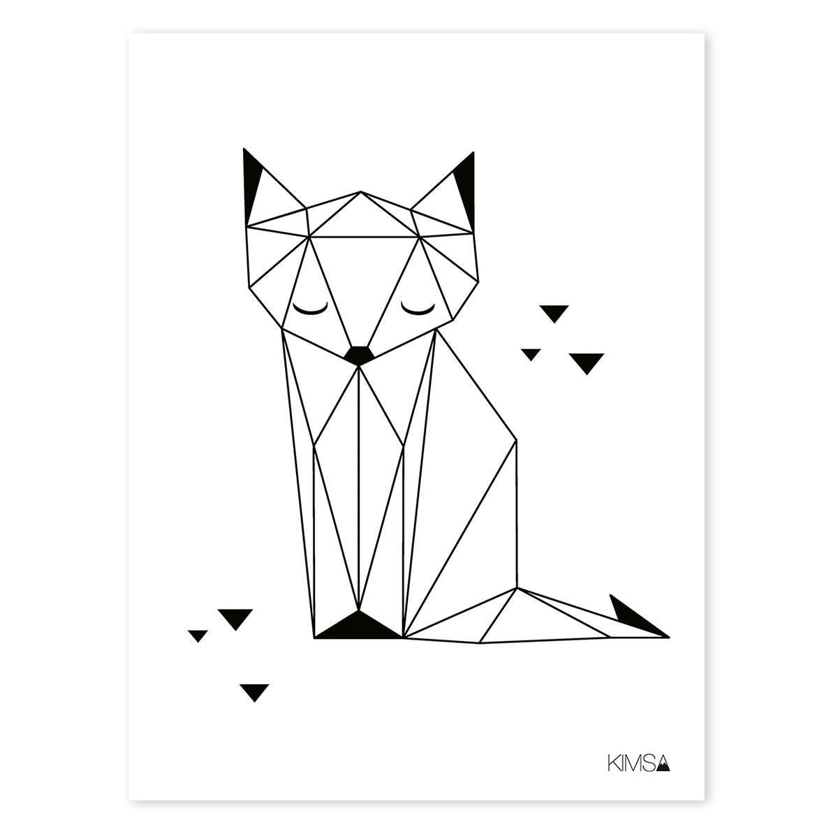ORIGAMI - Affiche renard en Papier Noir