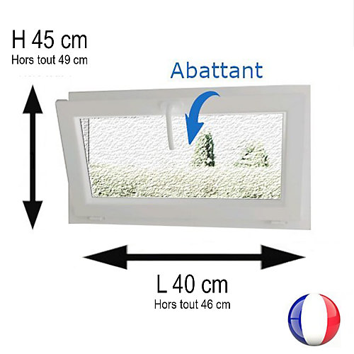 Fenêtre PVC abattant 1 vantail anthracite H 45 x L 40 cm verre brouillé   poignée pour pose en neuf