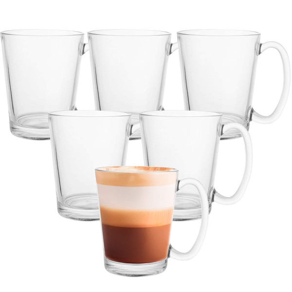 Szklanki do kawy 300 ml z długimi łyżeczkami komplet 6 szt.