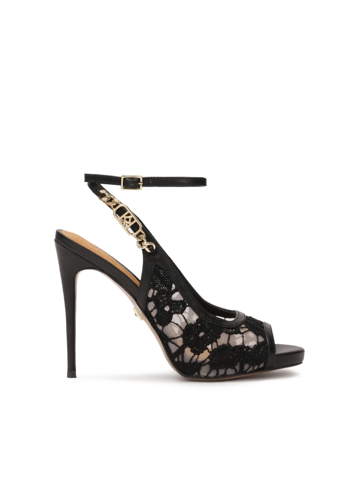 Heeled sandals with lace-up upper