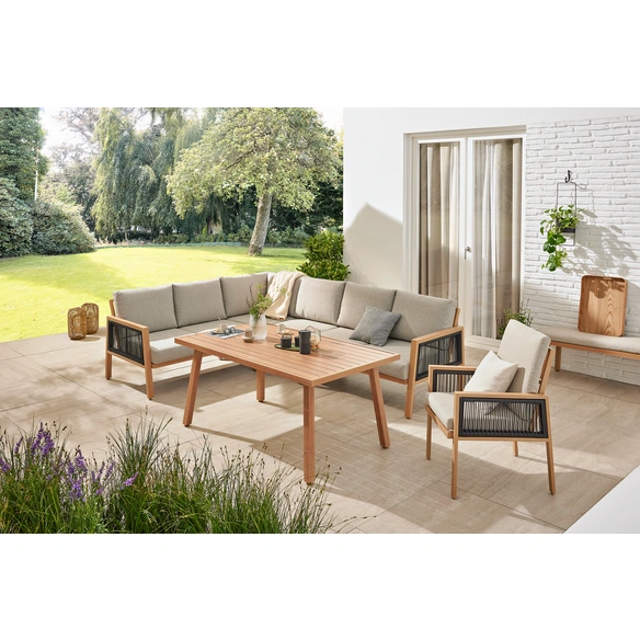 Loungesessel »Solivio«, inkl. Auflagen, Ropebespannung, Aluminium, holzoptik