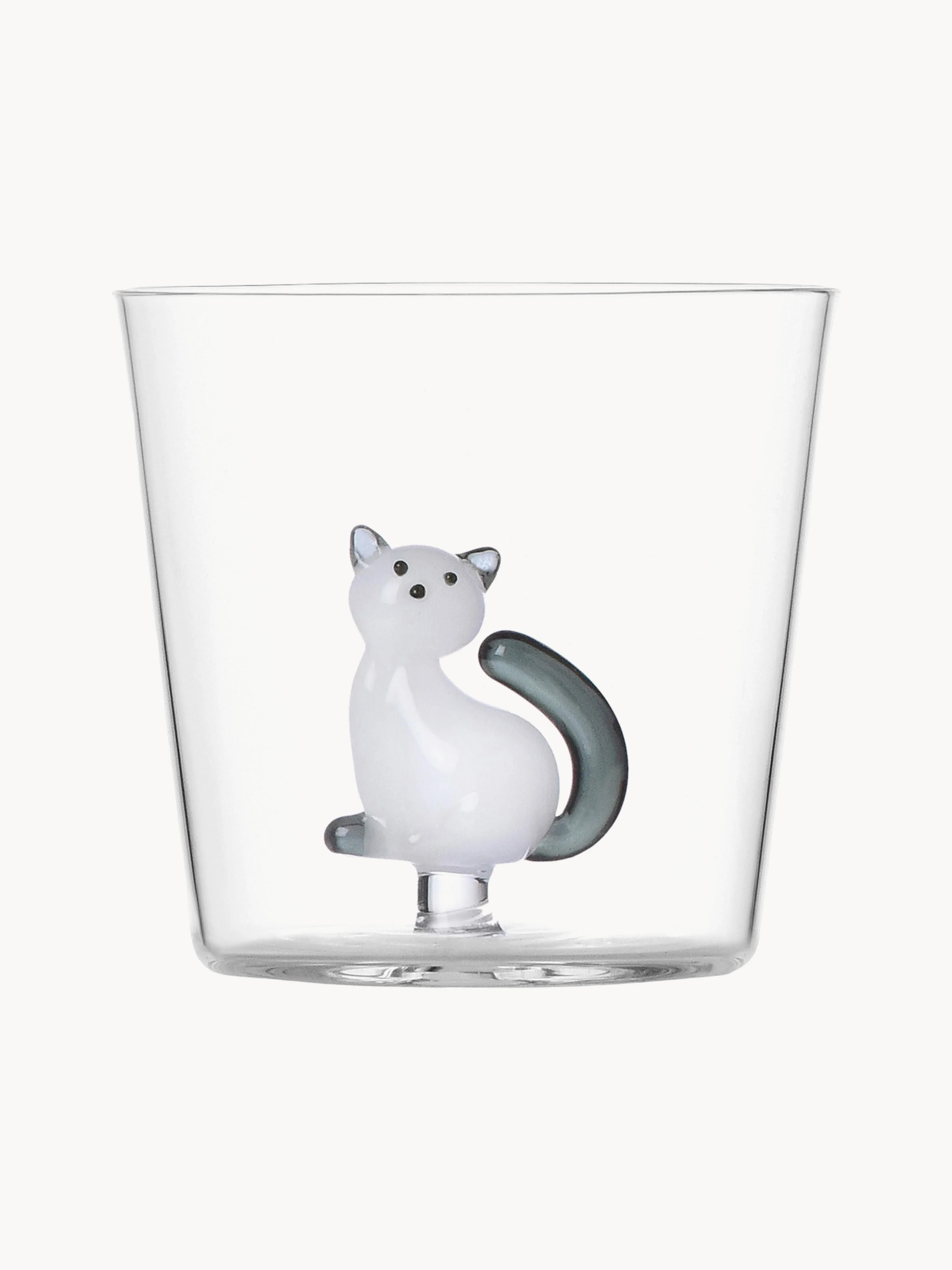 Handgefertigtes Borosilikat-Trinkglas Tabby Cat